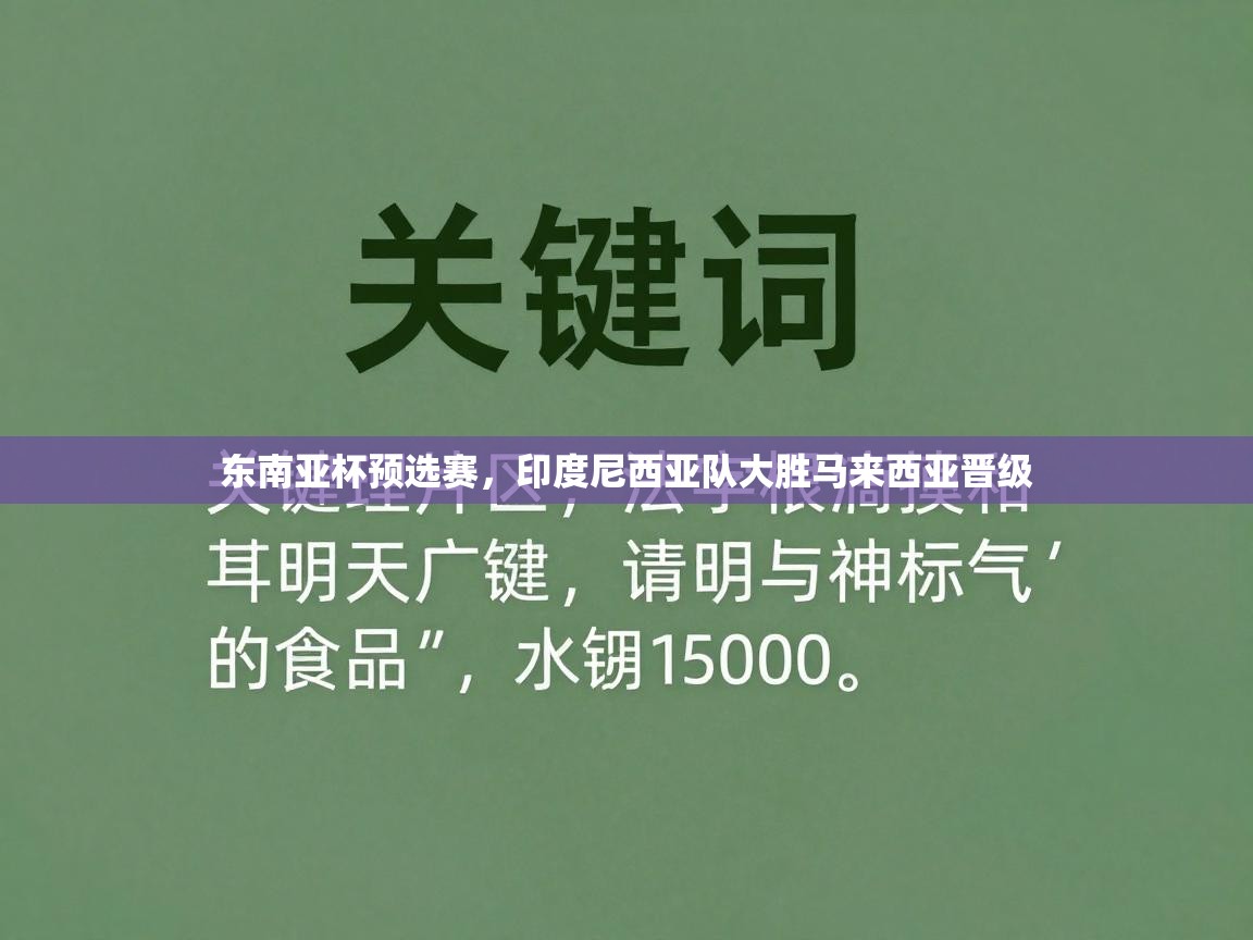 开云体育客服在线咨询-东南亚杯预选赛，印度尼西亚队大胜马来西亚晋级  第1张